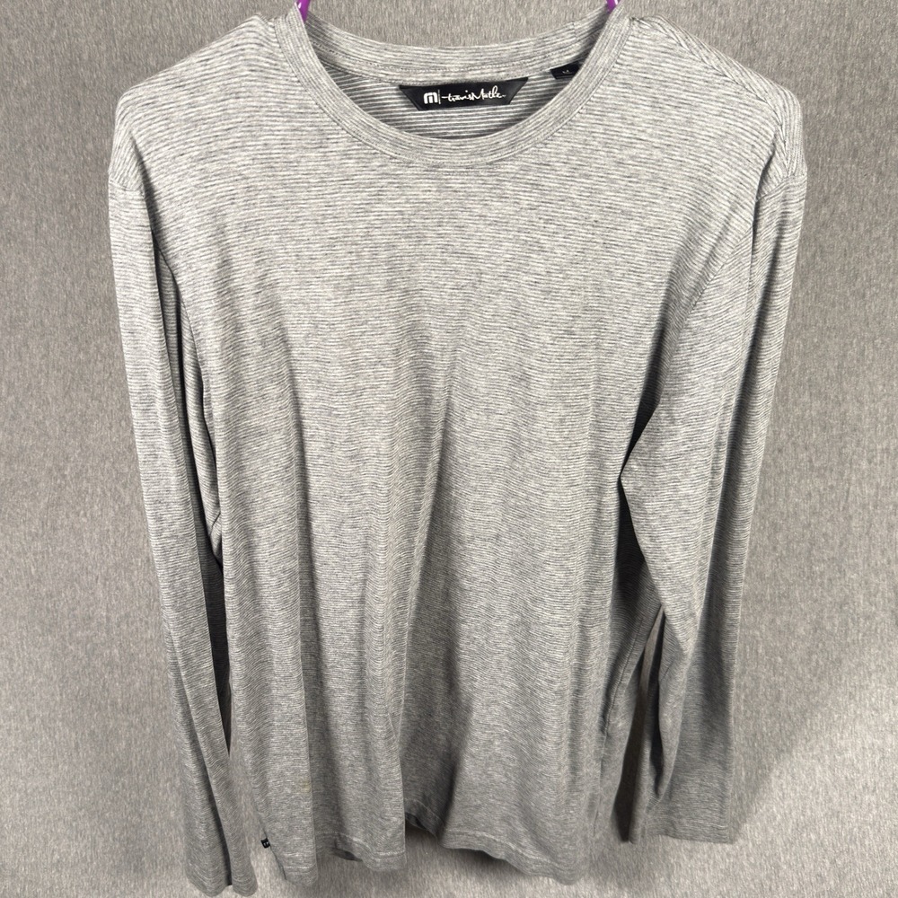 Travis Mathew Cloud Crew Neck Long Sleeve Shirt Heather Gray Mens M Sweater Golf
